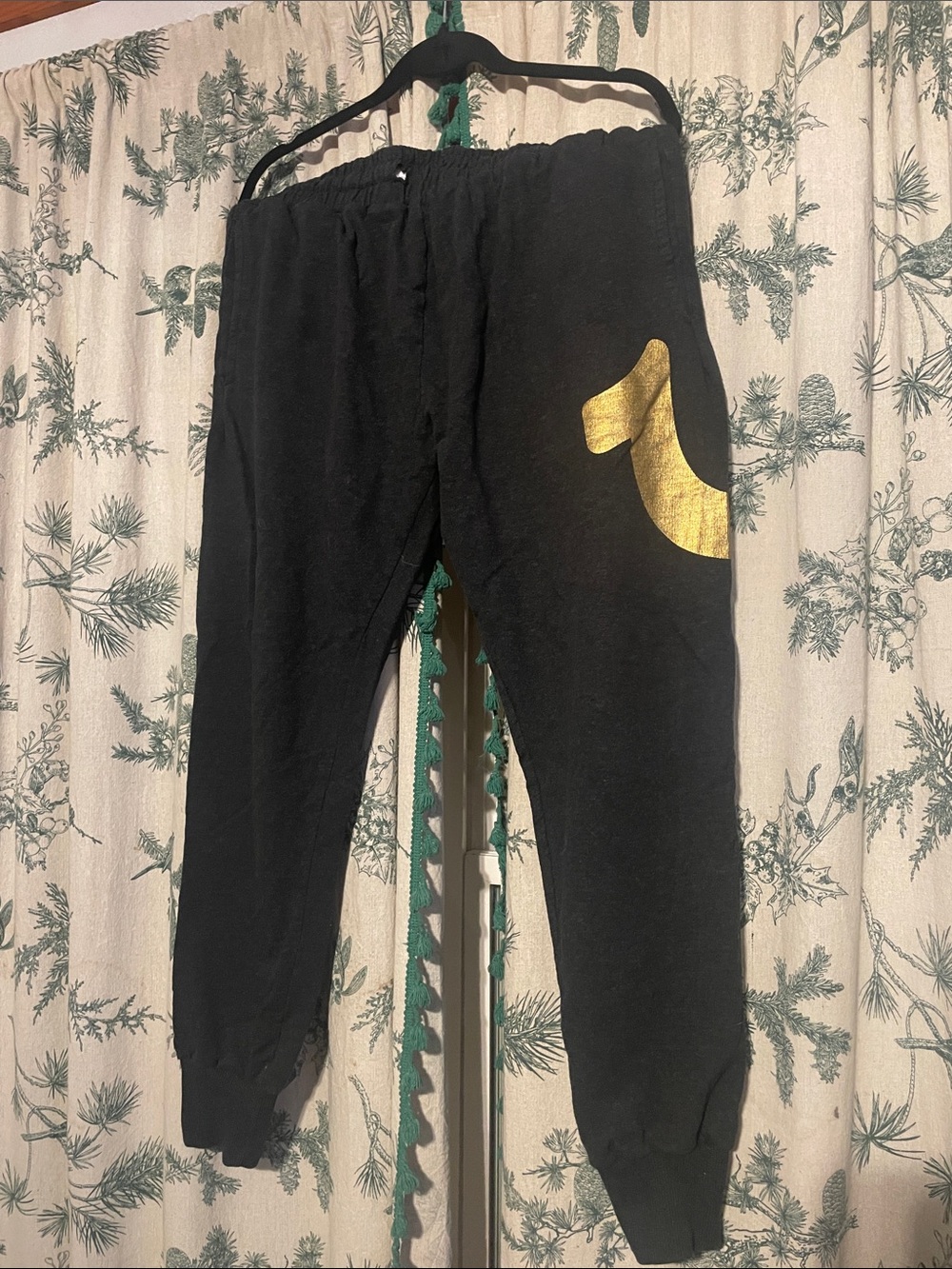True Religion Black Joggers with Metallic Gold Logo